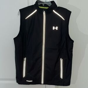 New Under Armour Black Reflective Storm 1 waterproof running run vest M cycling